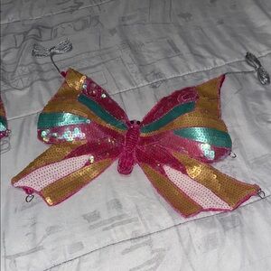 Vibrant Sequin Butterfly Crop Top